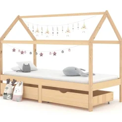 vidaXL sengestel til børn med skuffer 90x200 cm massivt fyrretræ