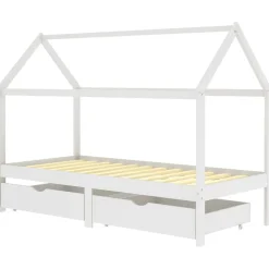 vidaXL sengestel til børn med skuffer 90x200 cm massivt fyrretræ hvid