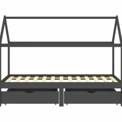 vidaXL sengestel til børn + skuffer 90x200 cm massiv fyr mørkegrå