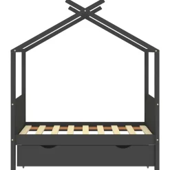 vidaXL sengestel til børn + skuffe 70x140 cm massivt fyrretræ mørkegrå