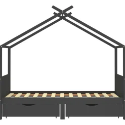 vidaXL sengestel til børn + skuffer 90x200 cm massiv fyrretræ mørkegrå
