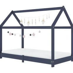 vidaXL sengestel til børneseng 70 x 140 cm massivt fyrretræ grå