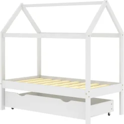vidaXL sengestel til børneseng 70x140 cm med skuffe fyrretræ hvid