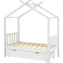 vidaXL sengestel til børneseng 70x140 cm med skuffe fyrretræ hvid