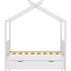 vidaXL sengestel til børneseng 70x140 cm med skuffe fyrretræ hvid