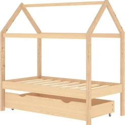 vidaXL sengestel til børneseng 70x140 cm med skuffe fyrretræ