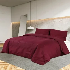vidaXL sengetøj 140x200 cm bomuld bordeauxfarvet