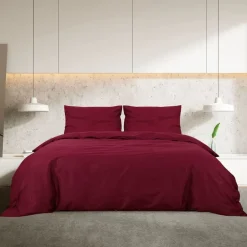 vidaXL sengetøj 140x200 cm bomuld bordeauxfarvet