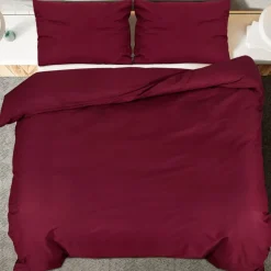 vidaXL sengetøj 140x200 cm bomuld bordeauxfarvet