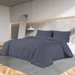 vidaXL sengetøj 140x200 cm bomuld antracitgrå