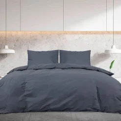 vidaXL sengetøj 140x200 cm bomuld antracitgrå
