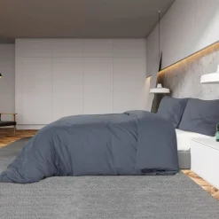 vidaXL sengetøj 140x200 cm bomuld antracitgrå