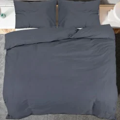 vidaXL sengetøj 140x200 cm bomuld antracitgrå