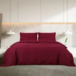 vidaXL sengetøj 200x200 cm let mikrofiberstof Bordeauxfarvet