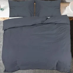vidaXL sengetøj 140x200 cm let mikrofiberstof antracitgrå