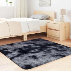 vidaXL shaggy gulvtæppe NAVARRA 120x120 cm høje luv polyester mørkegrå