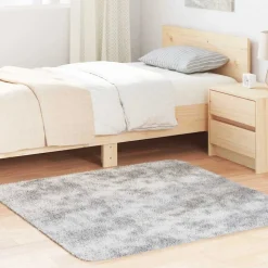 vidaXL shaggy gulvtæppe NAVARRA 120x120 cm høje luv polyester sølvgrå