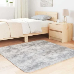 vidaXL shaggy gulvtæppe NAVARRA 120x120 cm høje luv polyester sølvgrå
