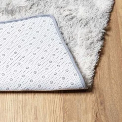 vidaXL shaggy gulvtæppe NAVARRA 120x120 cm høje luv polyester sølvgrå