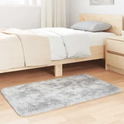 vidaXL shaggy gulvtæppe NAVARRA 60x100 cm høje luv polyester sølvgrå