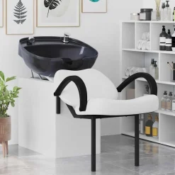 vidaXL Shampoo Stol Hvid og sort 136 x 60 x 92 cm PVC