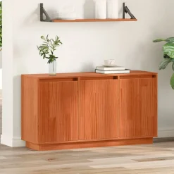vidaXL Sideboard Brun eg 111 x 34 x 60 cm Massiv fyrretræ
