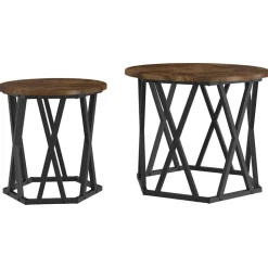 vidaXL Sidebord 2 pcs Røget eg Ingeniørtræ og stål