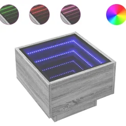 vidaXL sidebord med LED-lys 40x40x30 cm konstrueret træ grå sonoma-eg