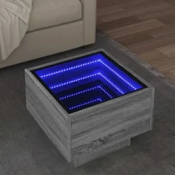 vidaXL sidebord med LED-lys 40x40x30 cm konstrueret træ grå sonoma-eg
