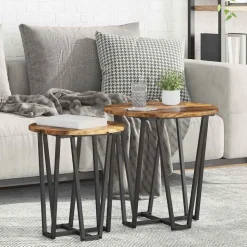 vidaXL Sidebordssæt 2 pcs Røget Eg og Sort