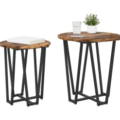 vidaXL Sidebordssæt 2 pcs Røget Eg og Sort