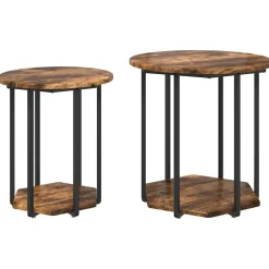 vidaXL Sidebordssæt med hylde 2 pcs Brun