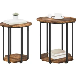vidaXL Sidebordssæt med hylde 2 pcs Brun