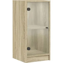 vidaXL skab med glaslåger 35x37x75,5 cm sonoma-eg