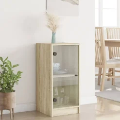 vidaXL skab med glaslåger 35x37x75,5 cm sonoma-eg