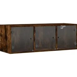 vidaXL skab med glaslåger 102x37x35 cm røget egetræsfarve