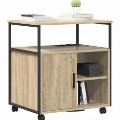 vidaXL Skab med Opladningsstation med hjul Sonoma eg 61 x 46 x 67 cm