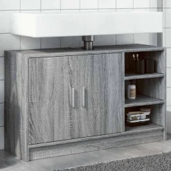 vidaXL skab til håndvask 90x29x55 cm konstrueret træ grå sonoma-eg