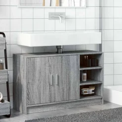 vidaXL skab til håndvask 90x29x55 cm konstrueret træ grå sonoma-eg