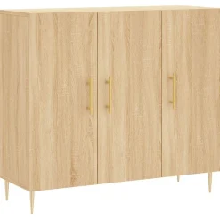 vidaXL skab 90x34x80 cm konstrueret træ røget egetræsfarve