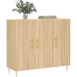 vidaXL skab 90x34x80 cm konstrueret træ røget egetræsfarve