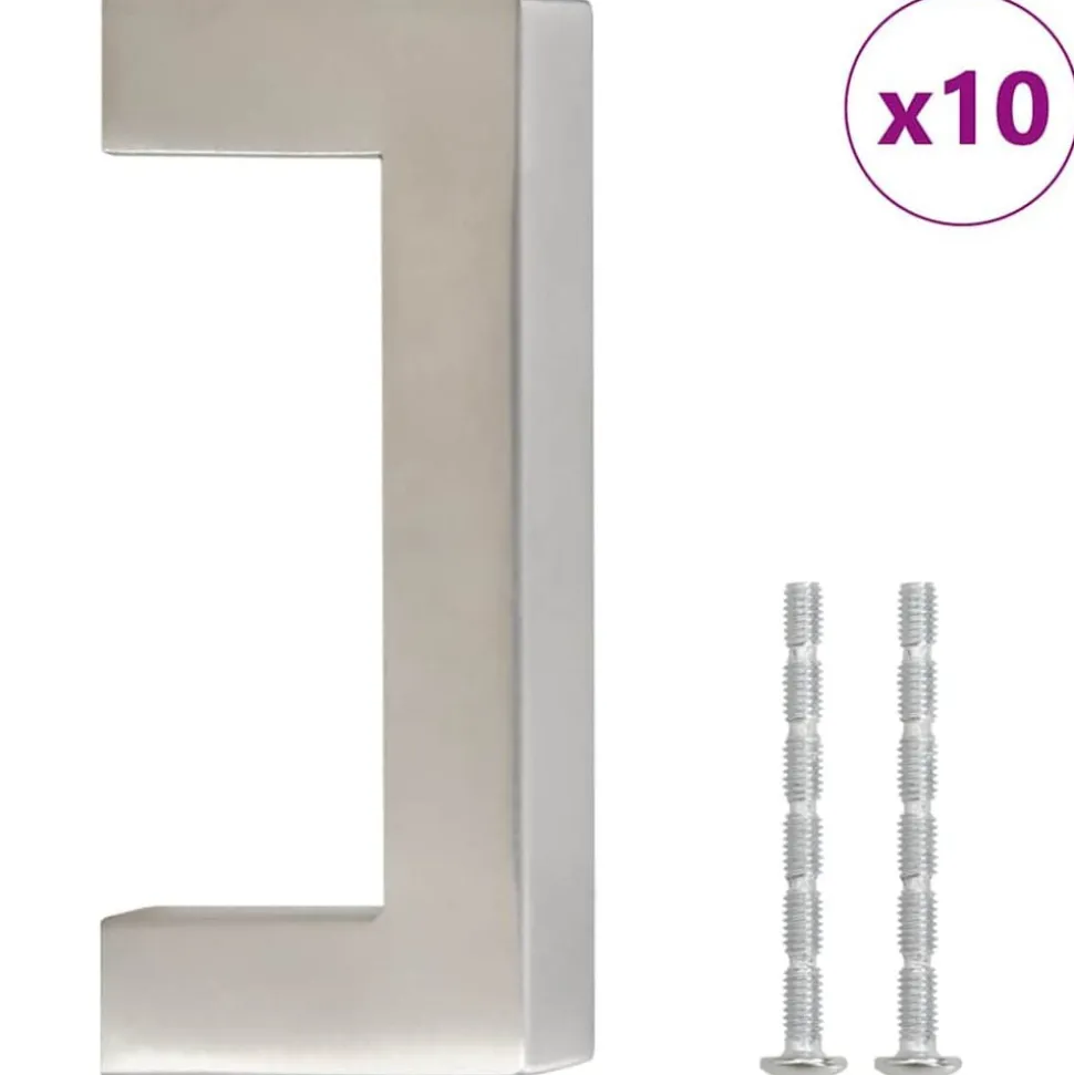 vidaXL skabshåndtag 10 stk. 64 mm rustfrit stål sølvfarvet