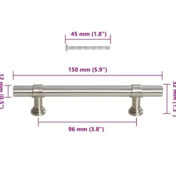 vidaXL skabshåndtag 10 stk. 96 mm rustfrit stål sølvfarvet