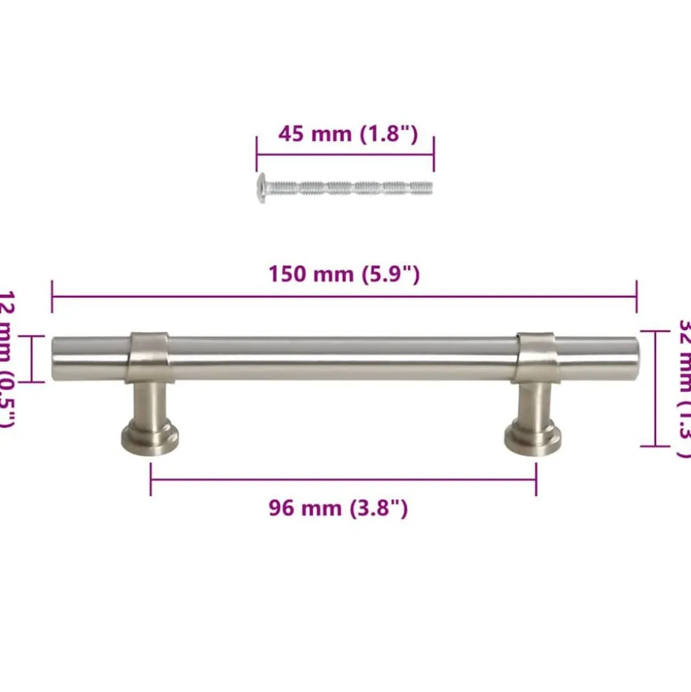 vidaXL skabshåndtag 10 stk. 96 mm rustfrit stål sølvfarvet