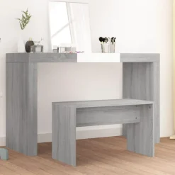 vidaXL skammel til makeupbord 70x35x45 cm konstrueret træ grå sonoma
