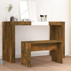 vidaXL skammel til makeupbord 70x35x45 cm konstrueret træ røget egetræ