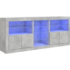 vidaXL skænk med LED-lys 162x37x67 cm betongrå