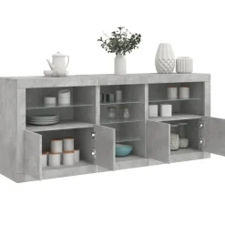 vidaXL skænk med LED-lys 162x37x67 cm betongrå