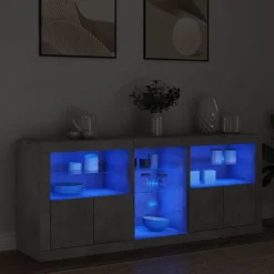 vidaXL skænk med LED-lys 162x37x67 cm betongrå