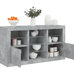 vidaXL skænk med LED-lys 123x37x67 cm betongrå